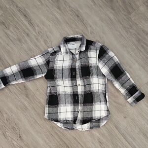 Old Navy Black and White Plaid Button-Down Shirt